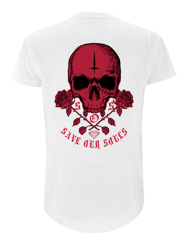 Red Skull Long Line T-Shirt