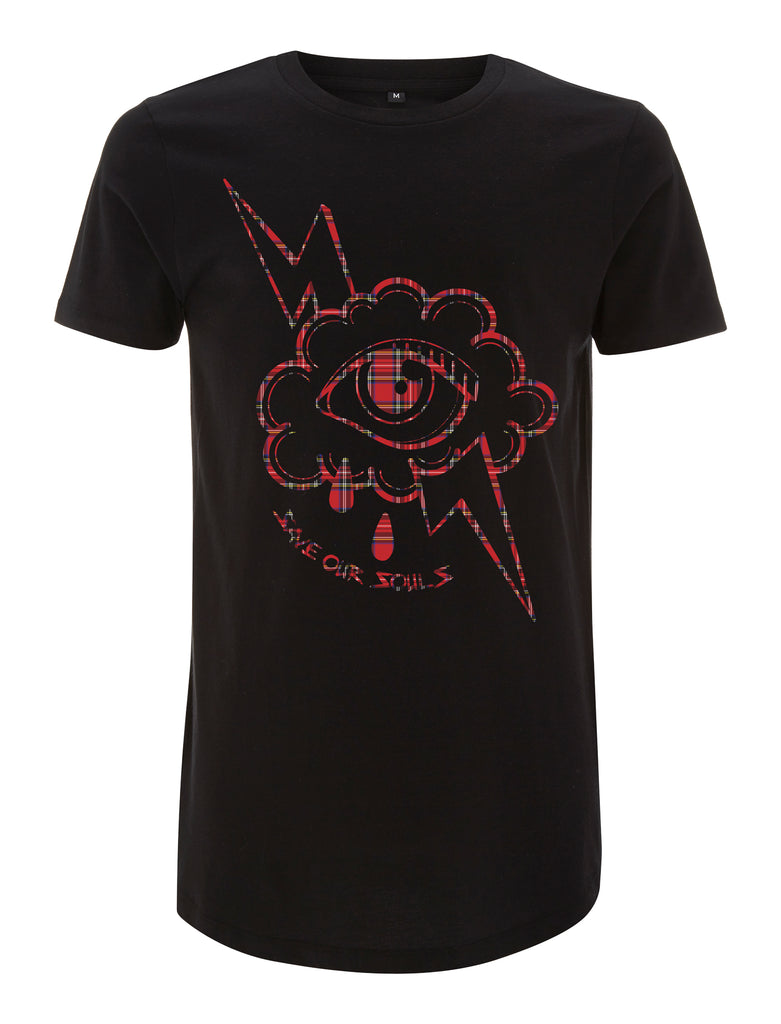 Acid Cloud Tartan Long Line T-Shirt