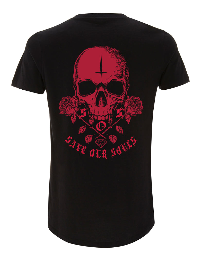 Red Skull Long Line T-Shirt