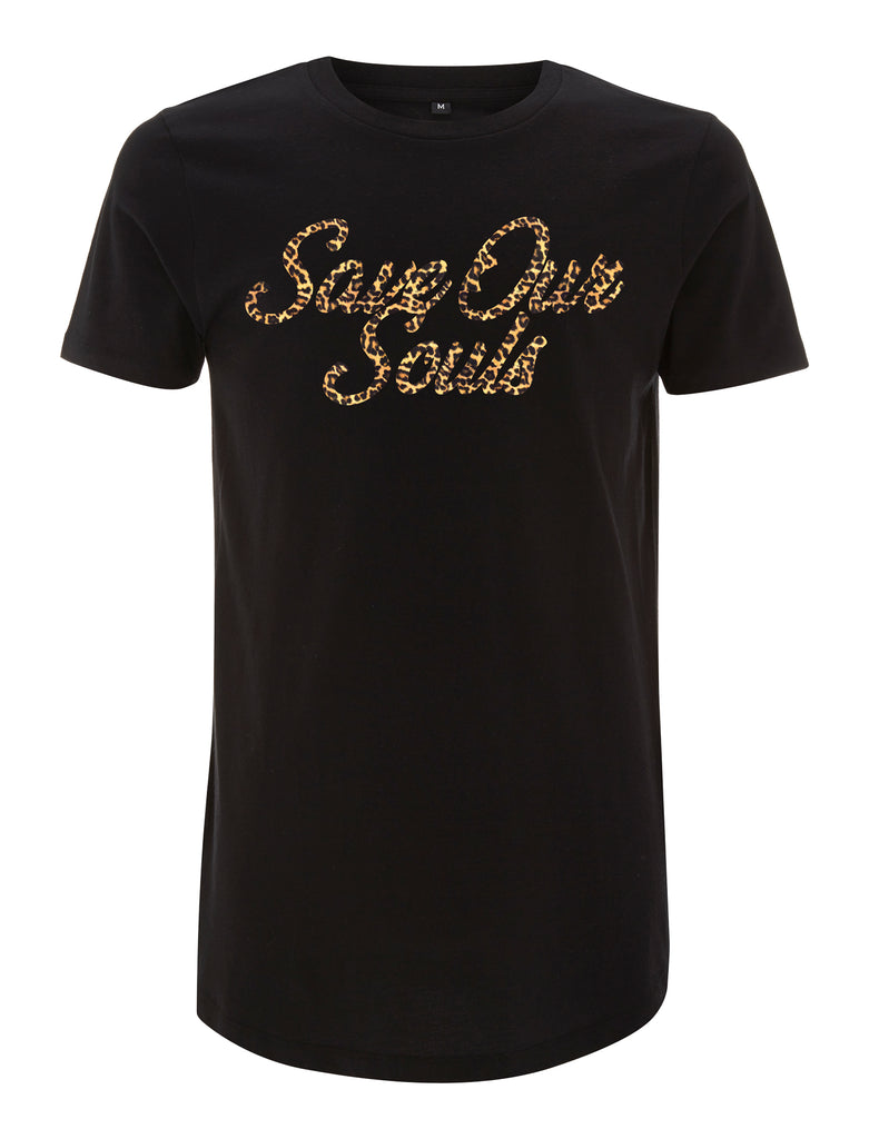 SOS Leopard Print Long Line T-Shirt